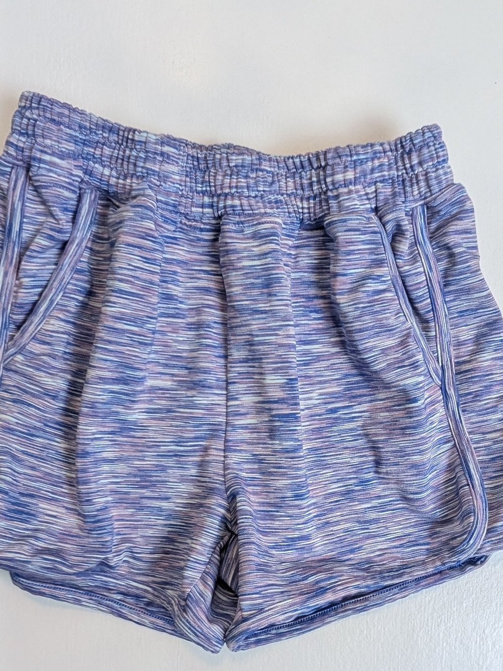 Girls' Blue Space-Dye Athletic Shorts